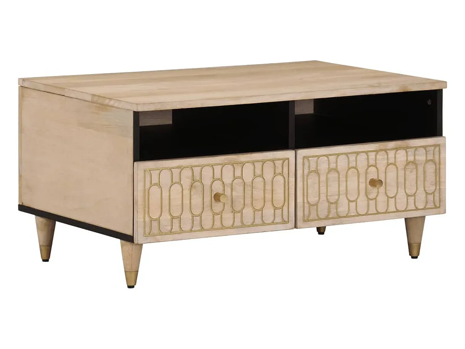 Mesa De Centro* Mesa de centro | Mesa de apoio | Mesa de café 80x54x40 cm madeira de mangueira maciça Castanho