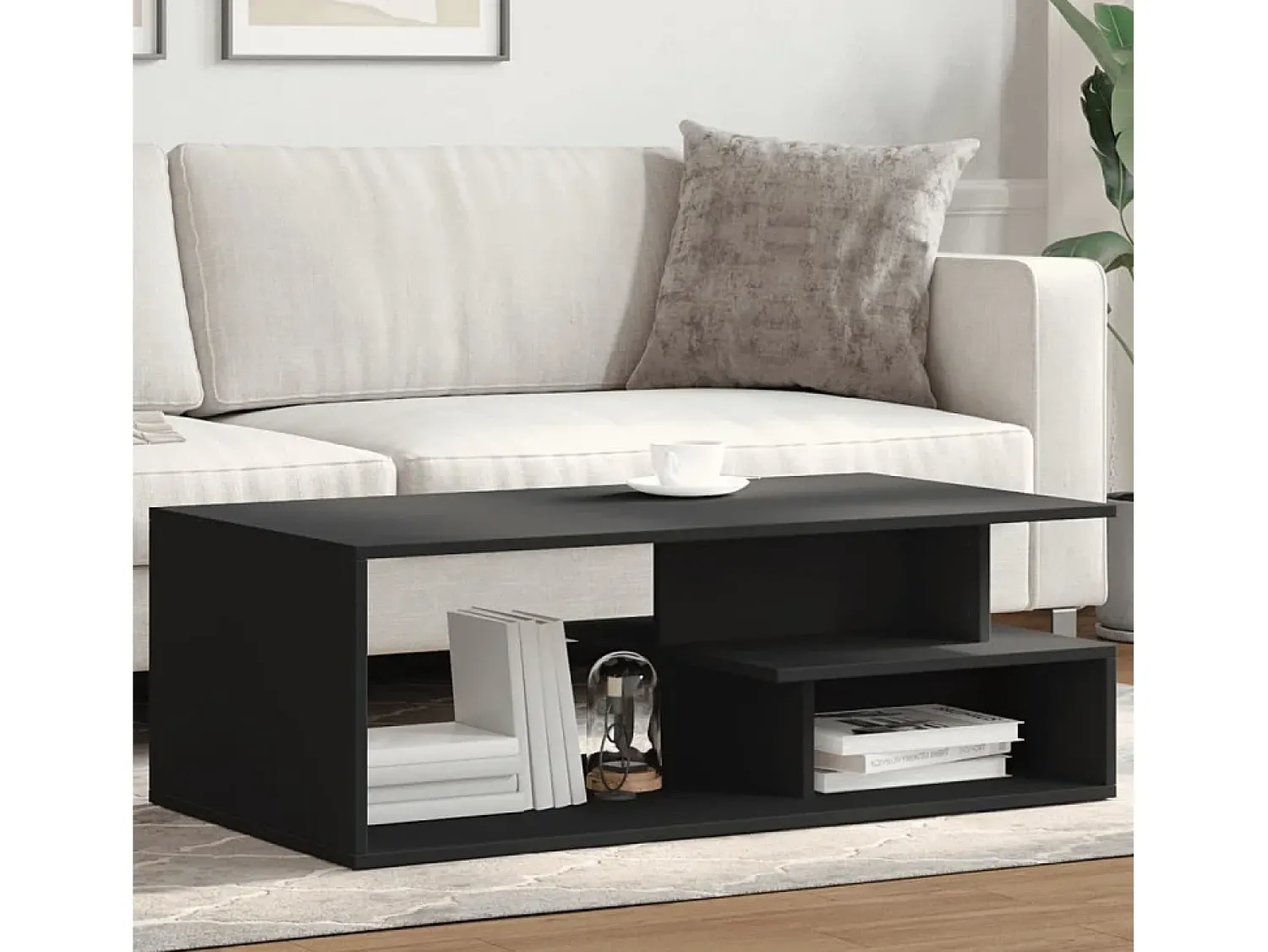 Mesa De Centro| Mesa de centro | Mesa de apoio 102x55x35 cm derivados de madeira Preto