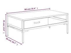 New Mesa de centro | Mesa de apoio | Mesa de café 90x50x35 cm pinho maciço Castanho