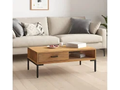 New Mesa de centro | Mesa de apoio | Mesa de café 90x50x35 cm pinho maciço Castanho