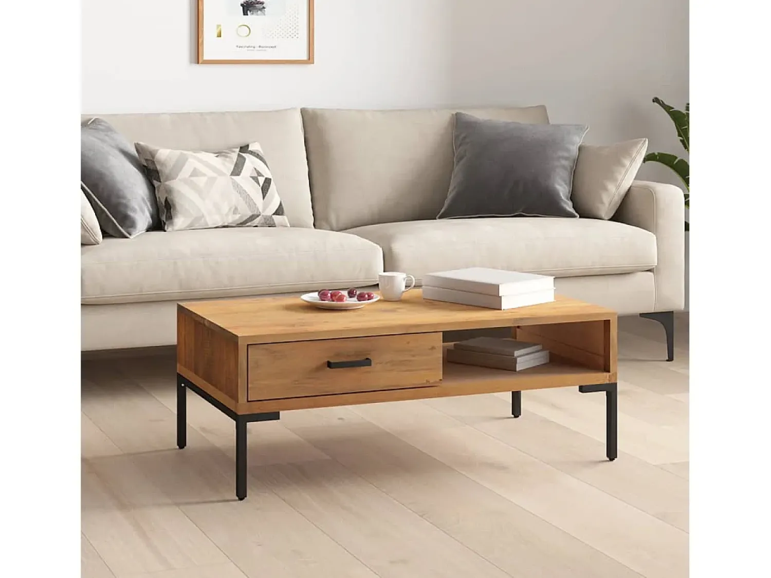 New Mesa de centro | Mesa de apoio | Mesa de café 90x50x35 cm pinho maciço Castanho