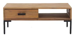 New Mesa de centro | Mesa de apoio | Mesa de café 90x50x35 cm pinho maciço Castanho