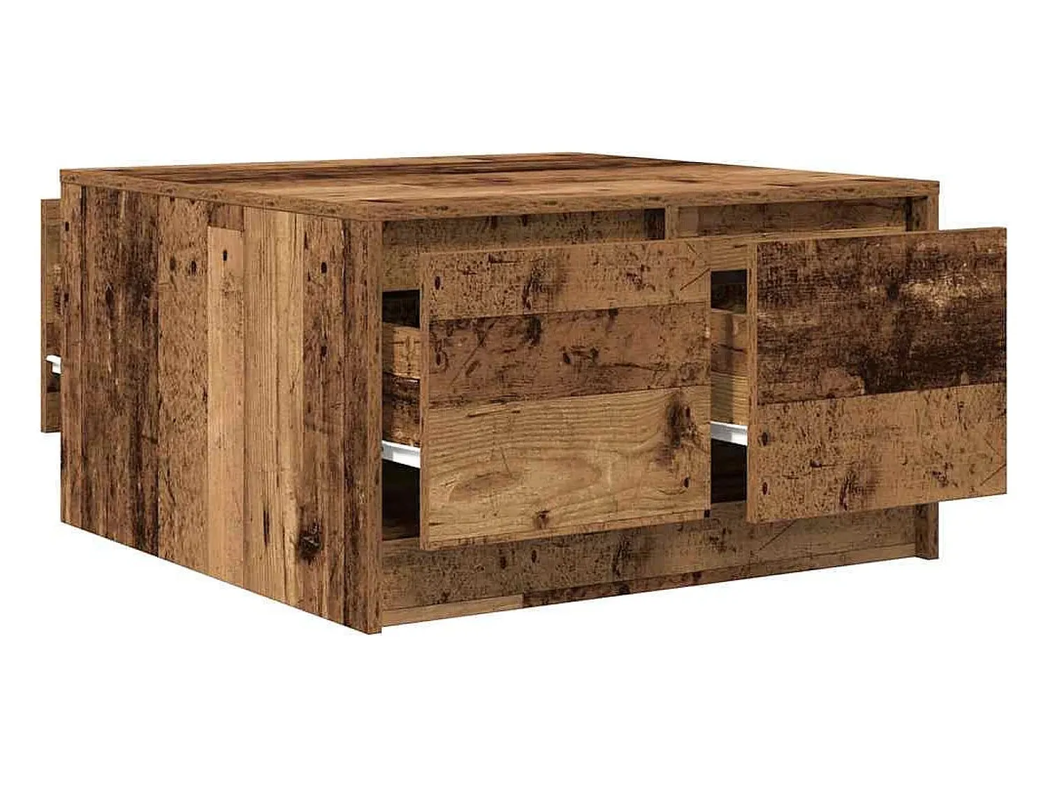 Mesa de centro | Mesa de apoio com gavetas 70.5x70x40 cm madeira velha^ Mesa De Centro