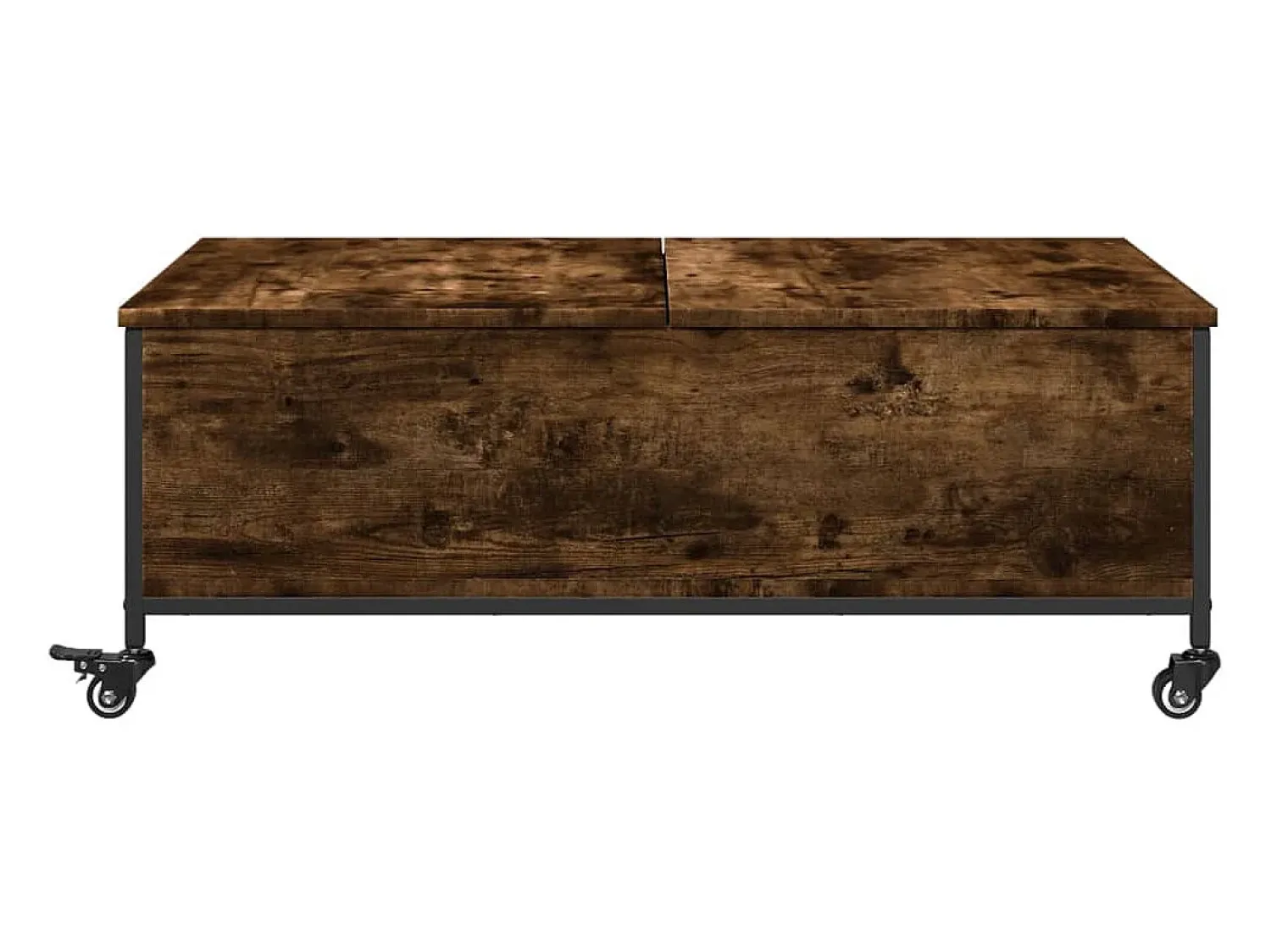 Mesa de centro | Mesa de apoio com rodas derivados de madeira carvalho fumado^ Mesa De Centro