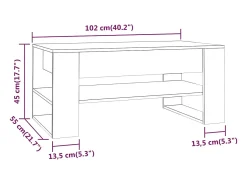 Outlet Mesa de centro | Mesa de apoio 102x55x45 cm madeira processada sonoma cinza Cinzento
