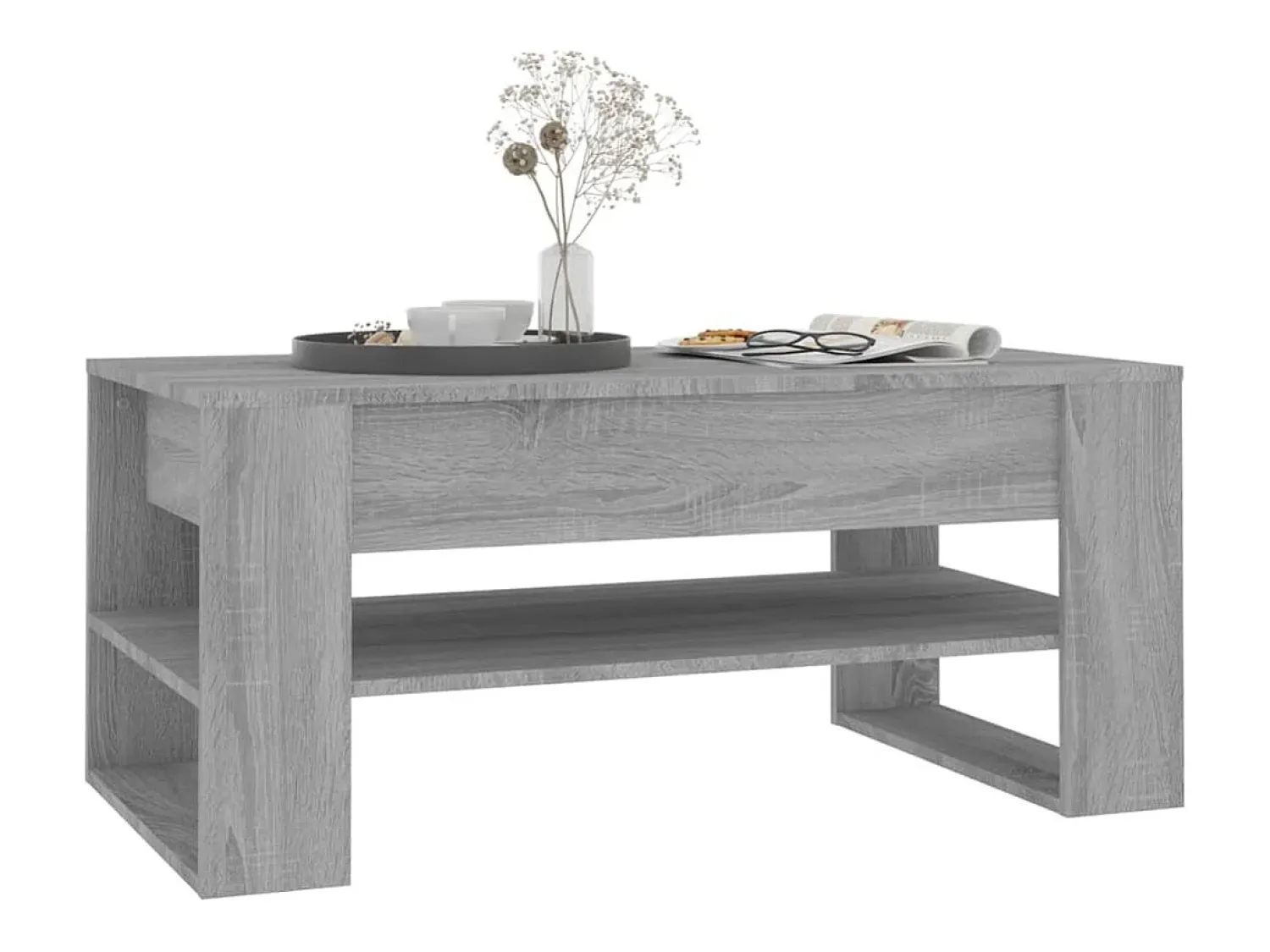 Outlet Mesa de centro | Mesa de apoio 102x55x45 cm madeira processada sonoma cinza Cinzento