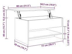 Mesa De Centro| Mesa de centro | Mesa de apoio 80x50x40 cm derivados de madeira carvalho fumado Castanho