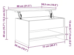 Mesa De Centro| Mesa de centro | Mesa de apoio 80x50x40 cm derivados de madeira carvalho fumado Castanho