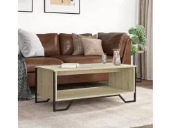 Mesa De Centro| Mesa de centro | Mesa de apoio 100x51x40 cm derivados madeira carvalho sonoma Castanho