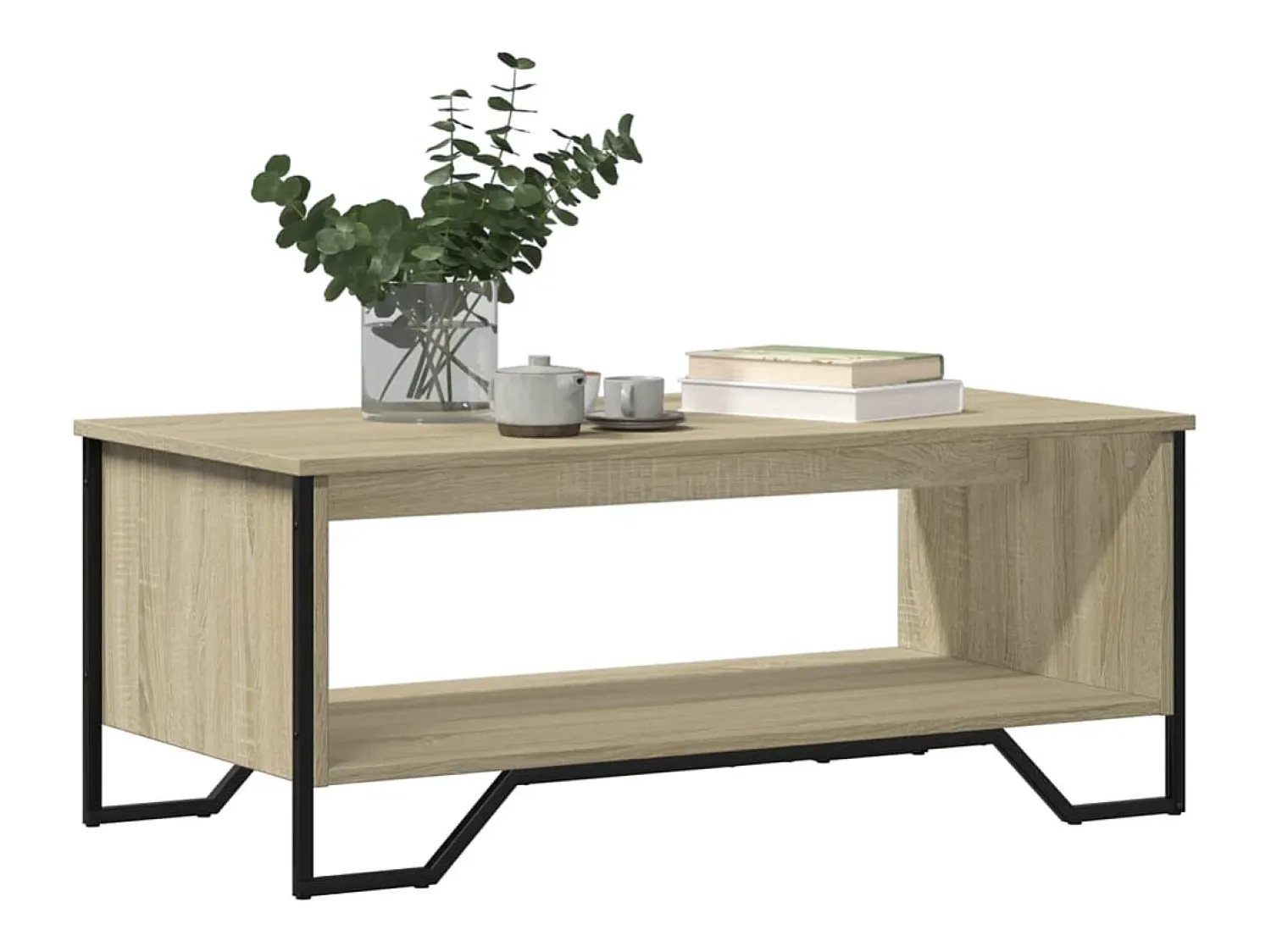 Mesa De Centro| Mesa de centro | Mesa de apoio 100x51x40 cm derivados madeira carvalho sonoma Castanho
