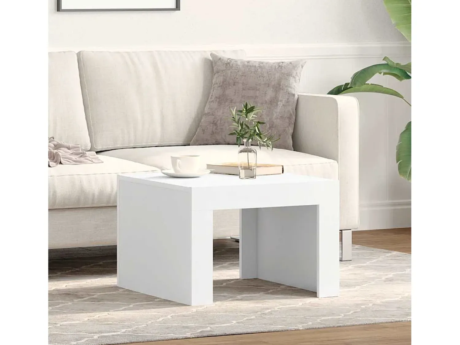 Mesa De Centro| Mesa de centro | Mesa de apoio 50x50x35 cm derivados madeira Branco