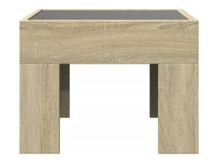 Mesa De Centro| Mesa de centro | Mesa de apoio luzes LED Infinity 40x40x30 cm carvalho sonoma Castanho