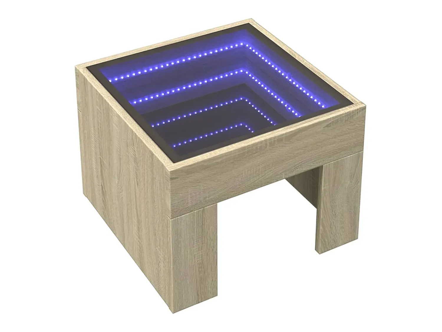 Mesa De Centro| Mesa de centro | Mesa de apoio luzes LED Infinity 40x40x30 cm carvalho sonoma Castanho