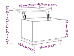 Best Mesa de centro | Mesa de apoio 60x44.5x45 cm derivados madeira carvalho fumado Castanho