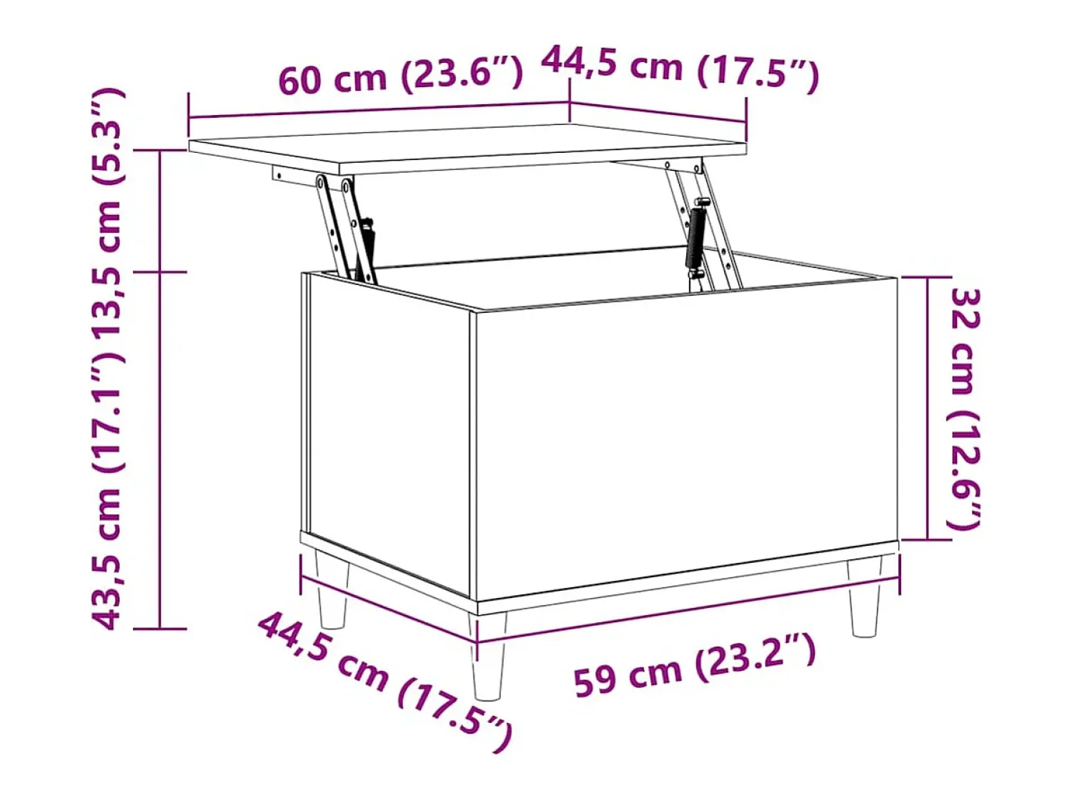 Best Mesa de centro | Mesa de apoio 60x44.5x45 cm derivados madeira carvalho fumado Castanho