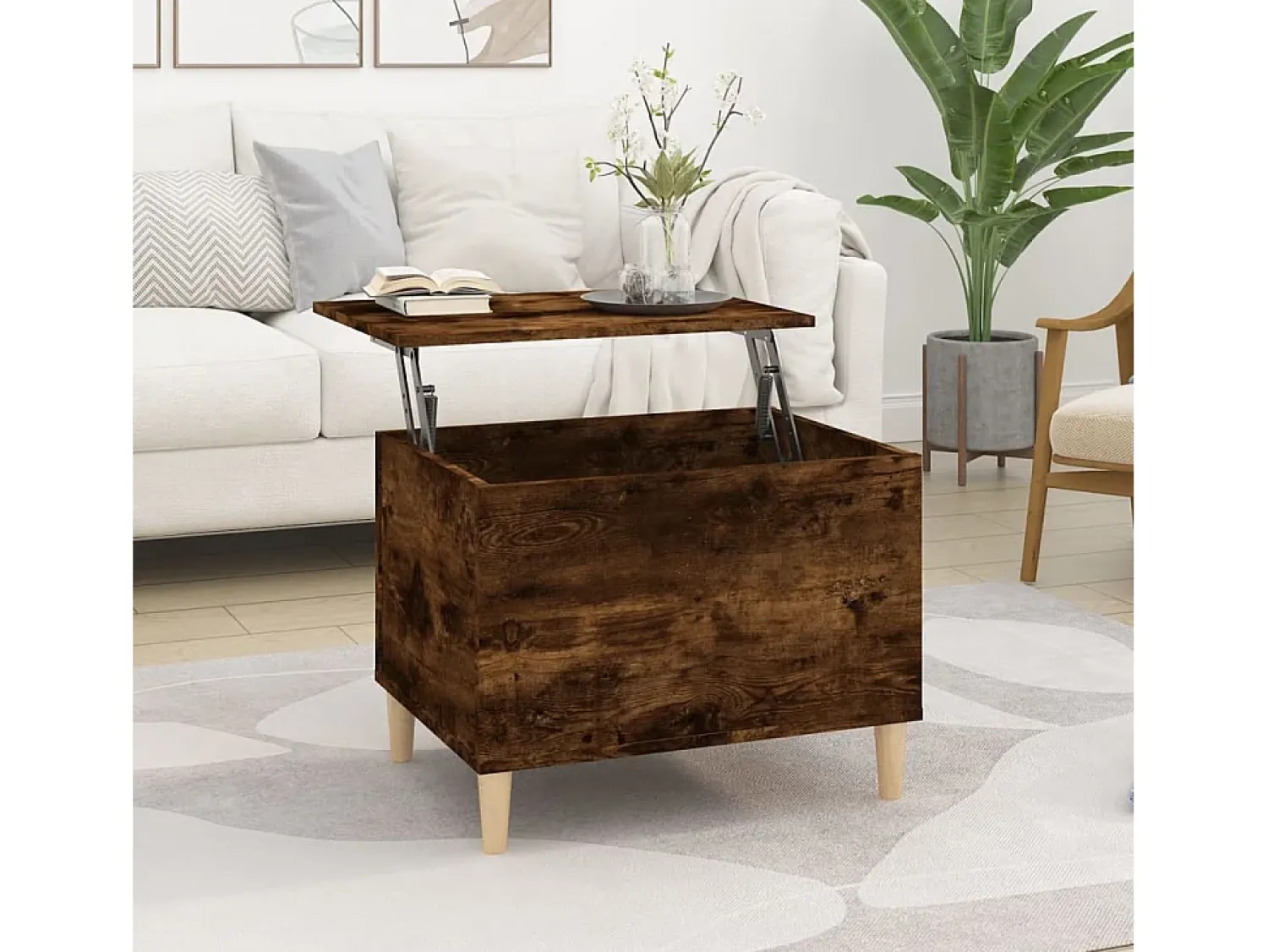 Best Mesa de centro | Mesa de apoio 60x44.5x45 cm derivados madeira carvalho fumado Castanho