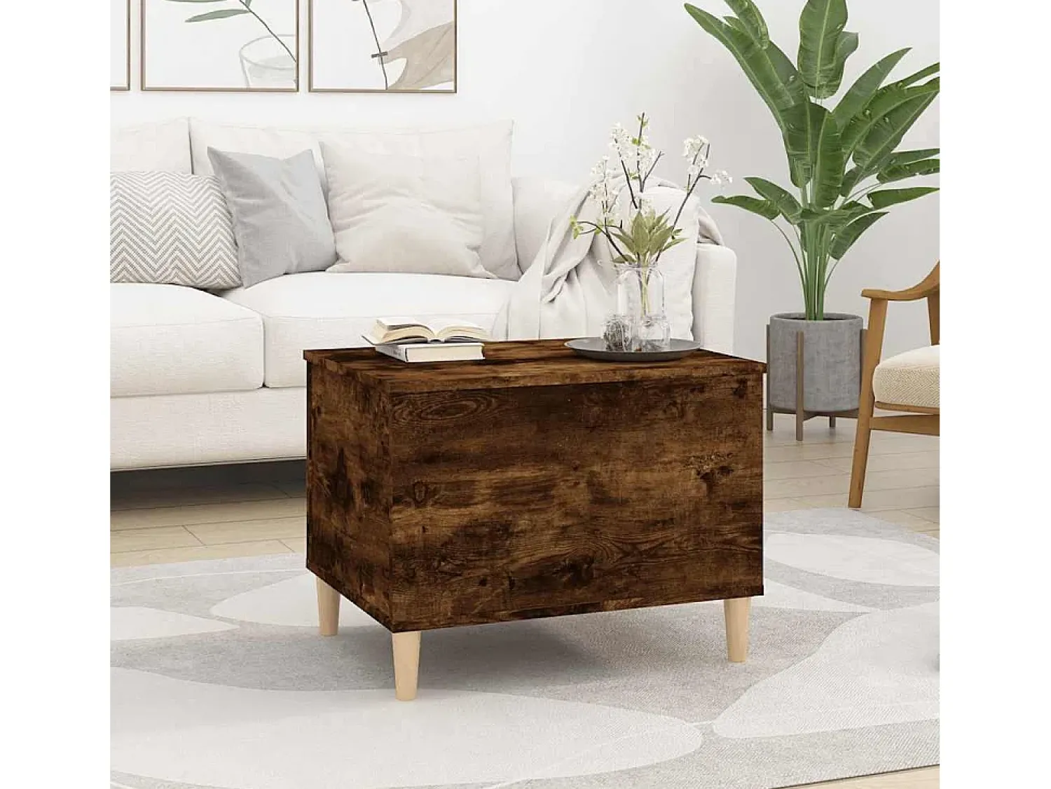 Best Mesa de centro | Mesa de apoio 60x44.5x45 cm derivados madeira carvalho fumado Castanho