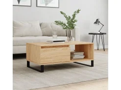Mesa De Centro* Mesa de centro | Mesa de apoio 90x50x36.5 cm derivados madeira carvalho sonoma Castanho
