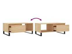 Mesa De Centro* Mesa de centro | Mesa de apoio 90x50x36.5 cm derivados madeira carvalho sonoma Castanho