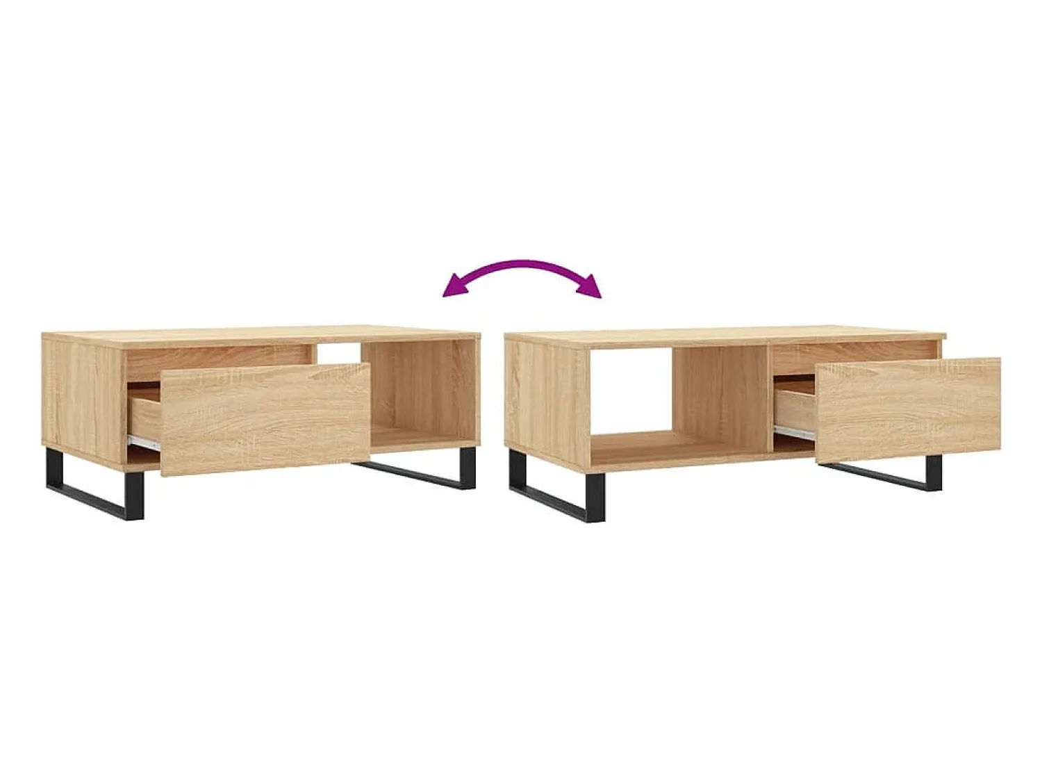 Mesa De Centro* Mesa de centro | Mesa de apoio 90x50x36.5 cm derivados madeira carvalho sonoma Castanho