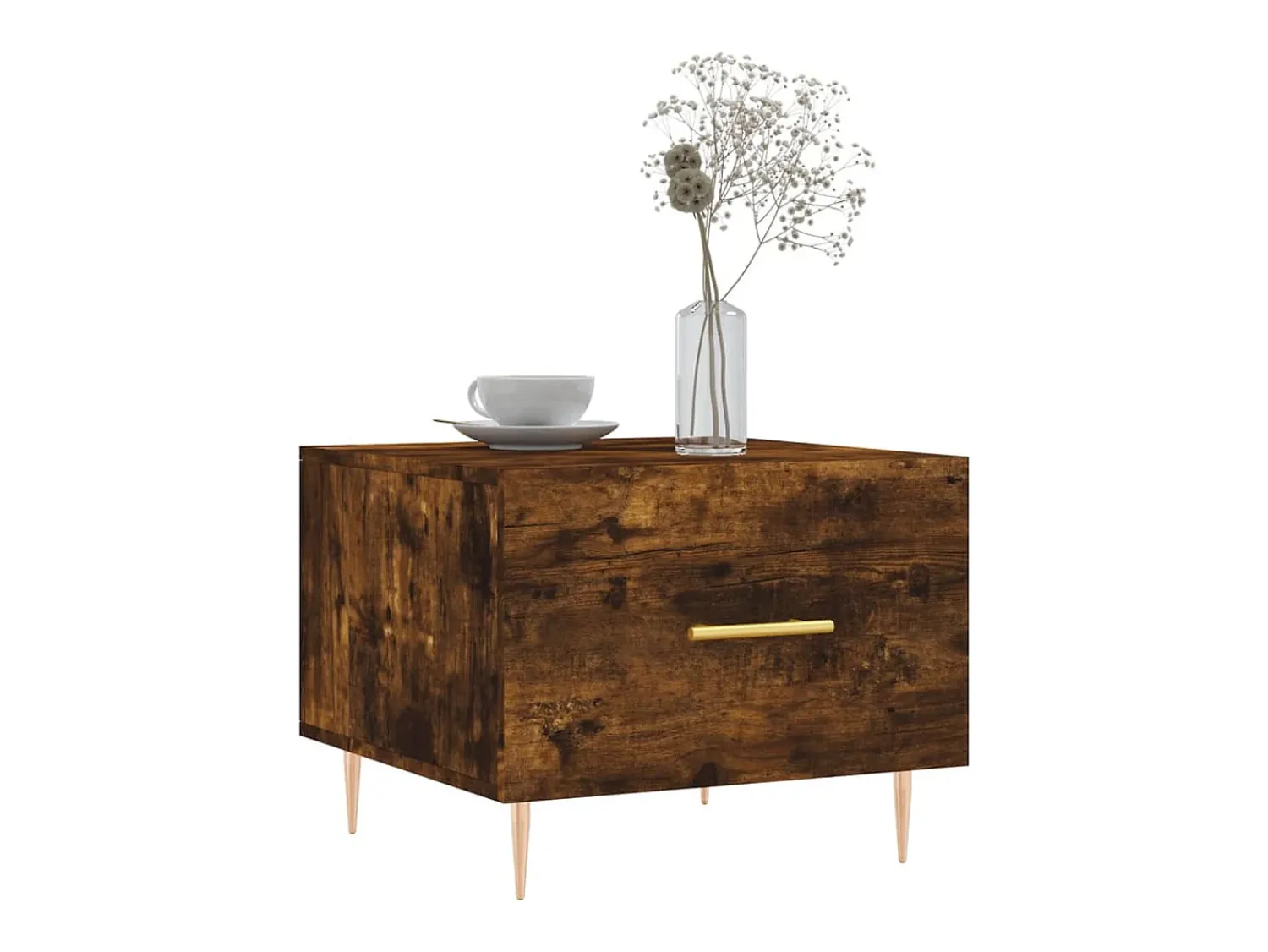 Mesa De Centro| Mesa de centro | Mesa de apoio 50x50x40 cm derivados de madeira carvalho fumado Castanho