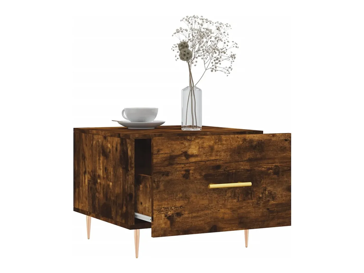 Mesa De Centro| Mesa de centro | Mesa de apoio 50x50x40 cm derivados de madeira carvalho fumado Castanho