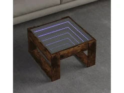 Hot Mesa de centro | Mesa de apoio luzes LED Infinity 50x53x30 cm carvalho fumado Castanho