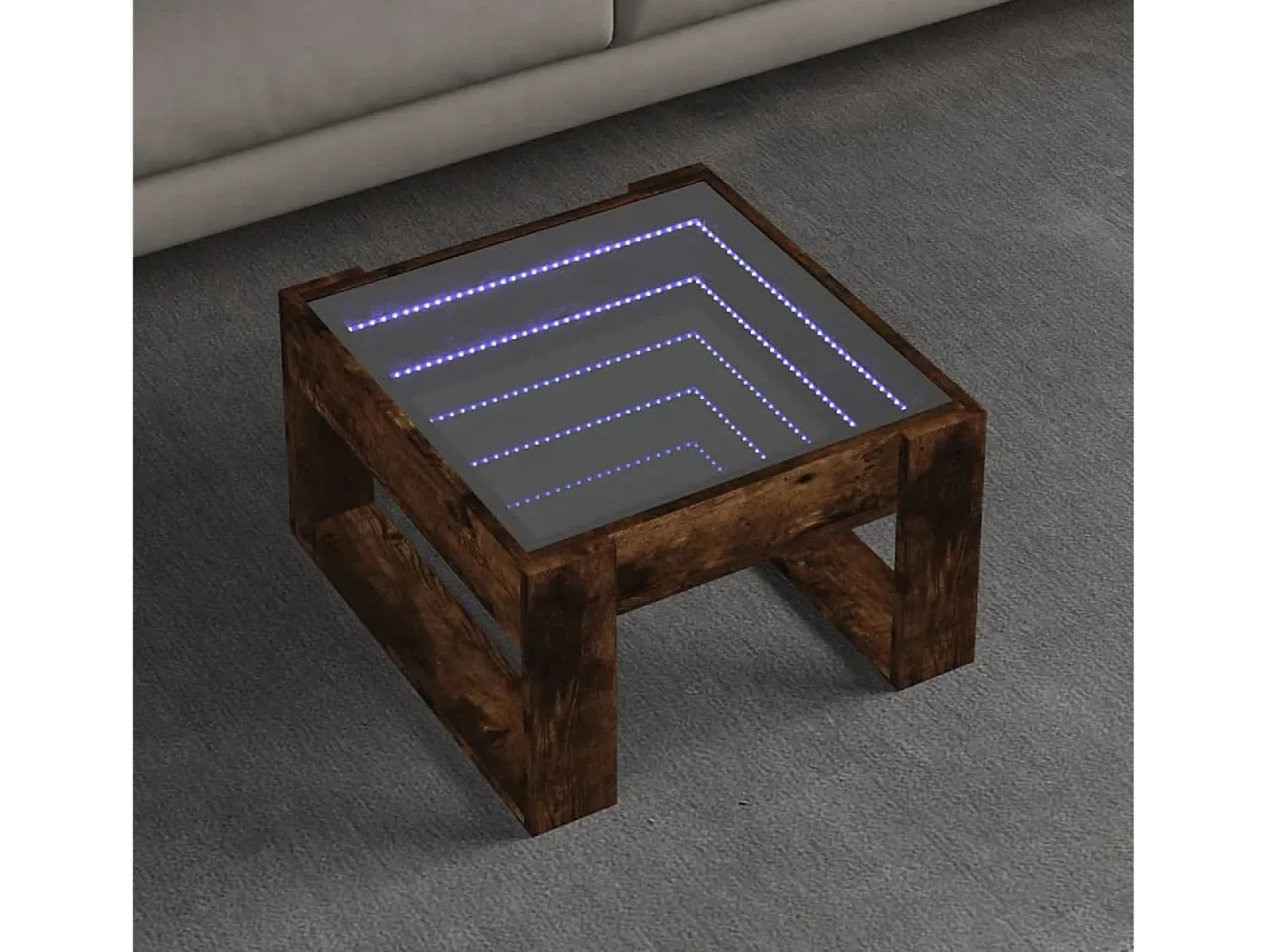 Hot Mesa de centro | Mesa de apoio luzes LED Infinity 50x53x30 cm carvalho fumado Castanho