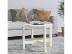 Mesa De Centro| Mesa de centro | Mesa de apoio Ø 62.5x45 cm madeira de pinho maciça Branco