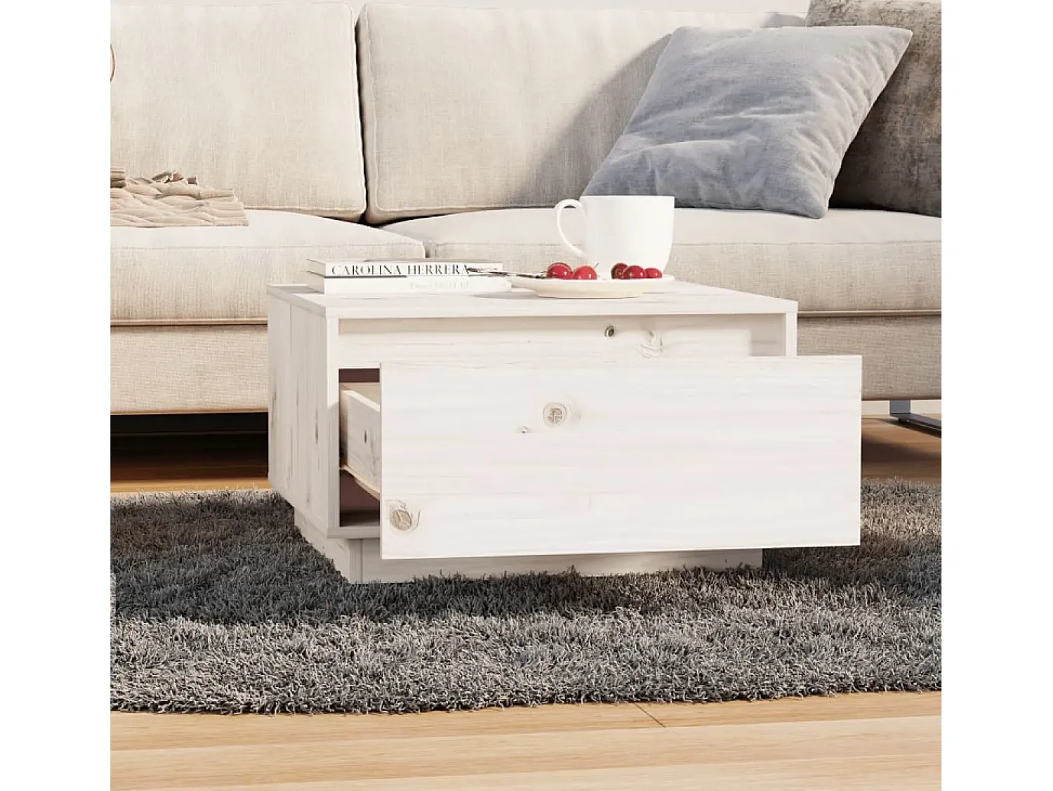 Mesa De Centro| Mesa de centro | Mesa de apoio 55x56x32 cm pinho maciço Branco