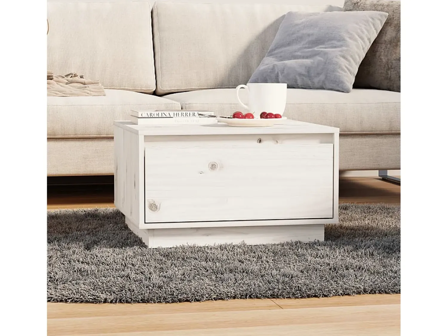 Mesa De Centro| Mesa de centro | Mesa de apoio 55x56x32 cm pinho maciço Branco