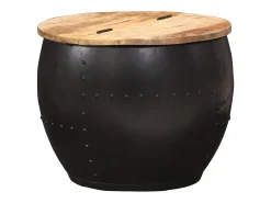 Mesa de centro | Mesa de apoio redonda 53x43 cm madeira de mangueira maciça^ Mesa De Centro