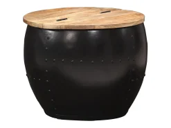 Mesa de centro | Mesa de apoio redonda 53x43 cm madeira de mangueira maciça^ Mesa De Centro