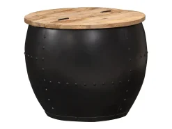 Mesa de centro | Mesa de apoio redonda 53x43 cm madeira de mangueira maciça^ Mesa De Centro