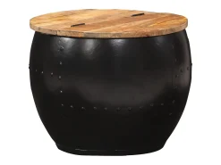 Mesa de centro | Mesa de apoio redonda 53x43 cm madeira de mangueira maciça^ Mesa De Centro