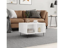 Mesa De Centro| Mesa de centro | Mesa de apoio 60x50x36.5 cm derivados madeira brilhante Branco