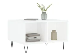 Mesa De Centro| Mesa de centro | Mesa de apoio 60x50x36.5 cm derivados madeira brilhante Branco