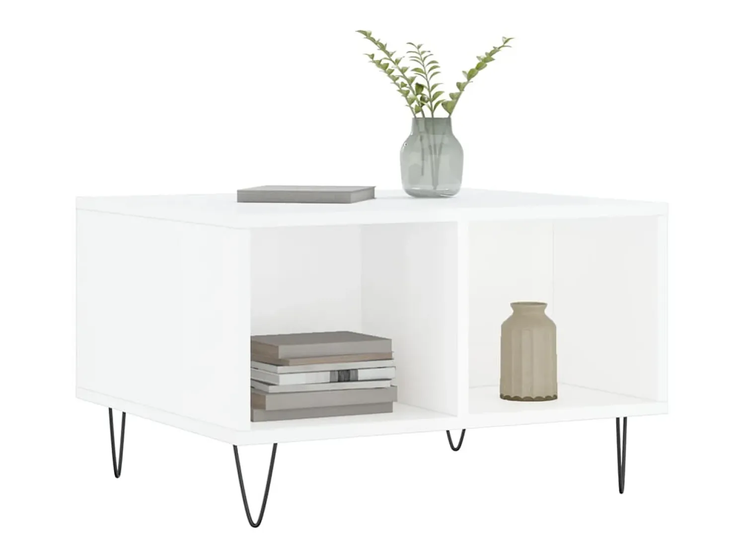 Mesa De Centro| Mesa de centro | Mesa de apoio 60x50x36.5 cm derivados madeira brilhante Branco