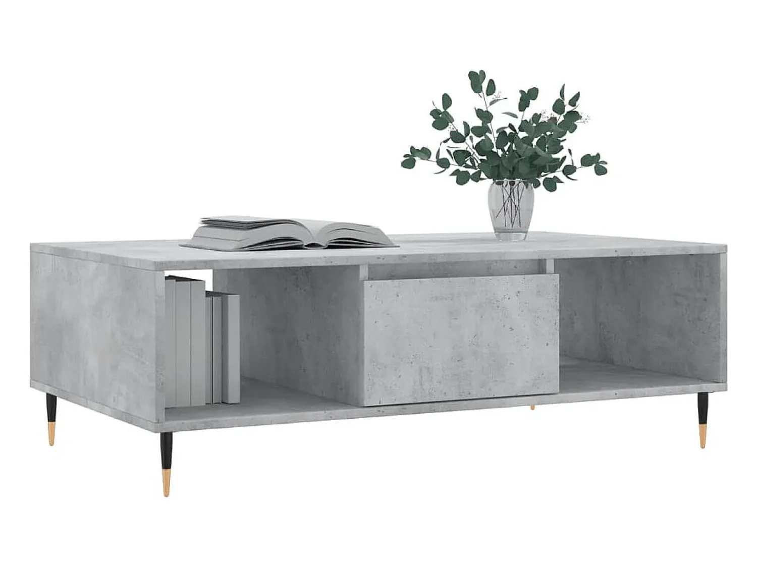 Mesa De Centro| Mesa de centro | Mesa de apoio 104x60x35 cm derivados madeira cimento Cinzento