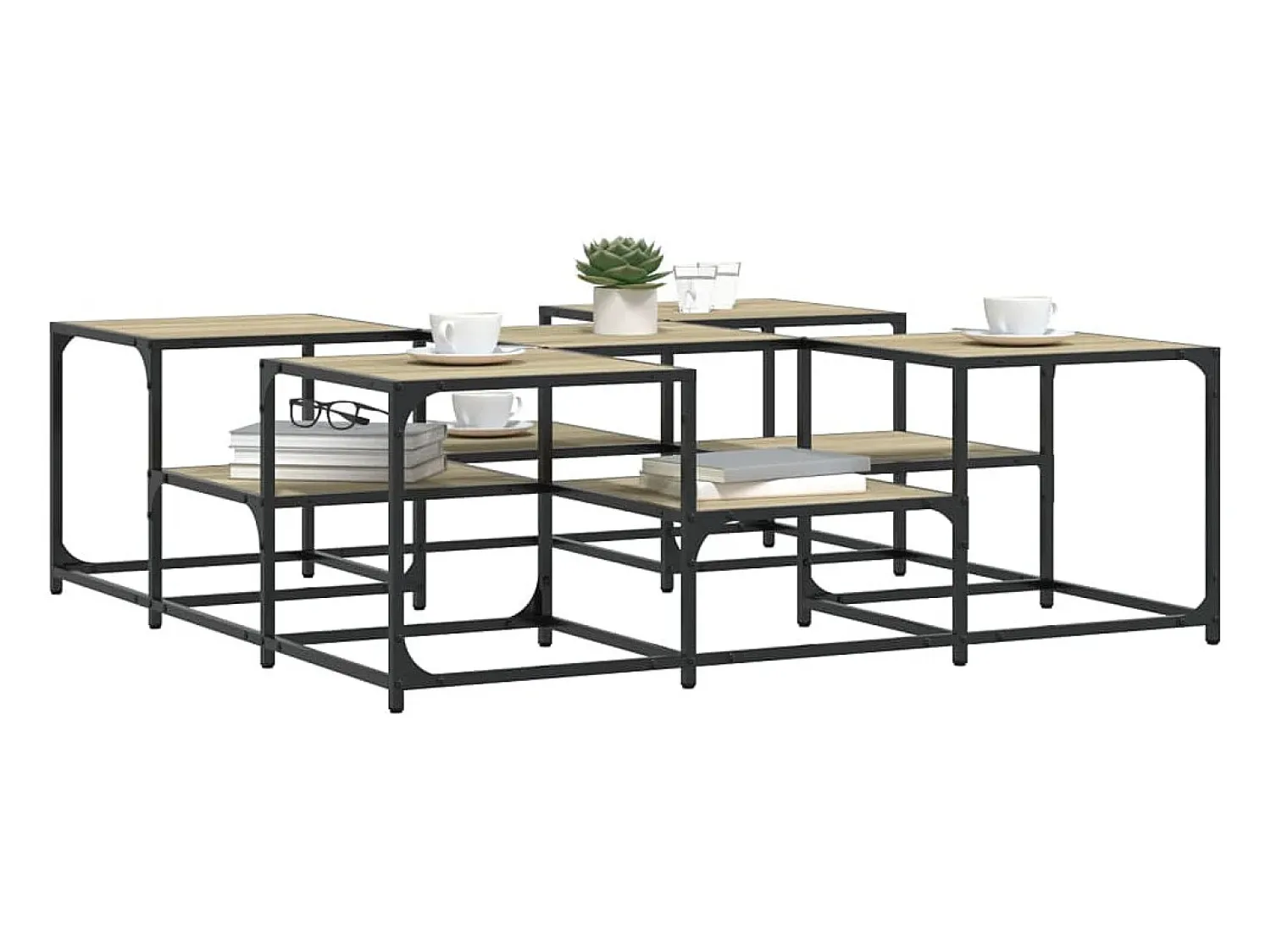 Mesa de centro | Mesa de apoio 121x121x40 derivados de madeira carvalho sonoma^ Mesa De Centro