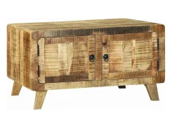 Mesa De Centro* Mesa de centro | Mesa de apoio | Mesa de café Madeira de mangueira áspera maciça Castanho
