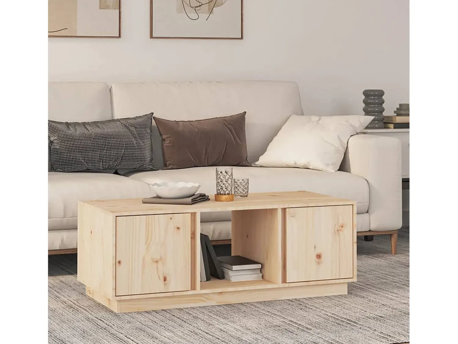 Mesa De Centro| Mesa de centro | Mesa de apoio | Mesa de café 110x50x40 cm pinho maciço Castanho