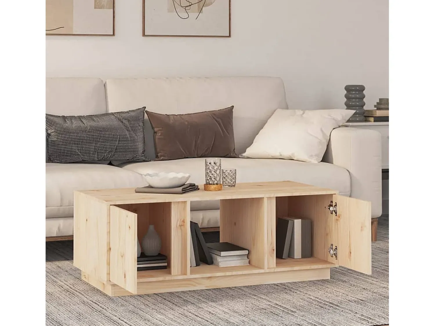 Mesa De Centro| Mesa de centro | Mesa de apoio | Mesa de café 110x50x40 cm pinho maciço Castanho