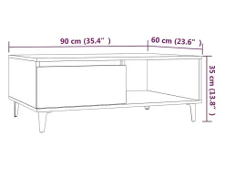Mesa De Centro* Mesa de centro | Mesa de apoio 90x60x35 cm derivados de madeira sonoma Cinzento