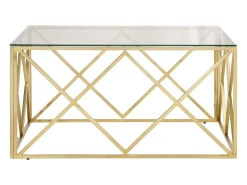 Hot Mesa de centro | Mesa de apoio aço inoxidável e vidro temperado dourado Cor de laranja