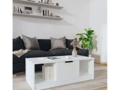 Mesa de centro | Mesa de apoio 102x50x36 cm madeira processada Branco