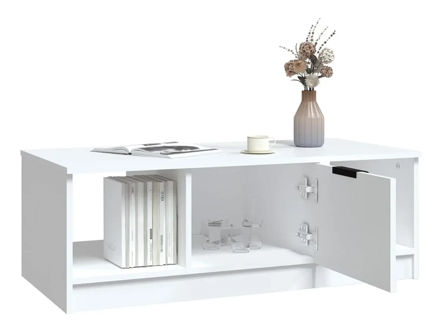 Mesa de centro | Mesa de apoio 102x50x36 cm madeira processada Branco