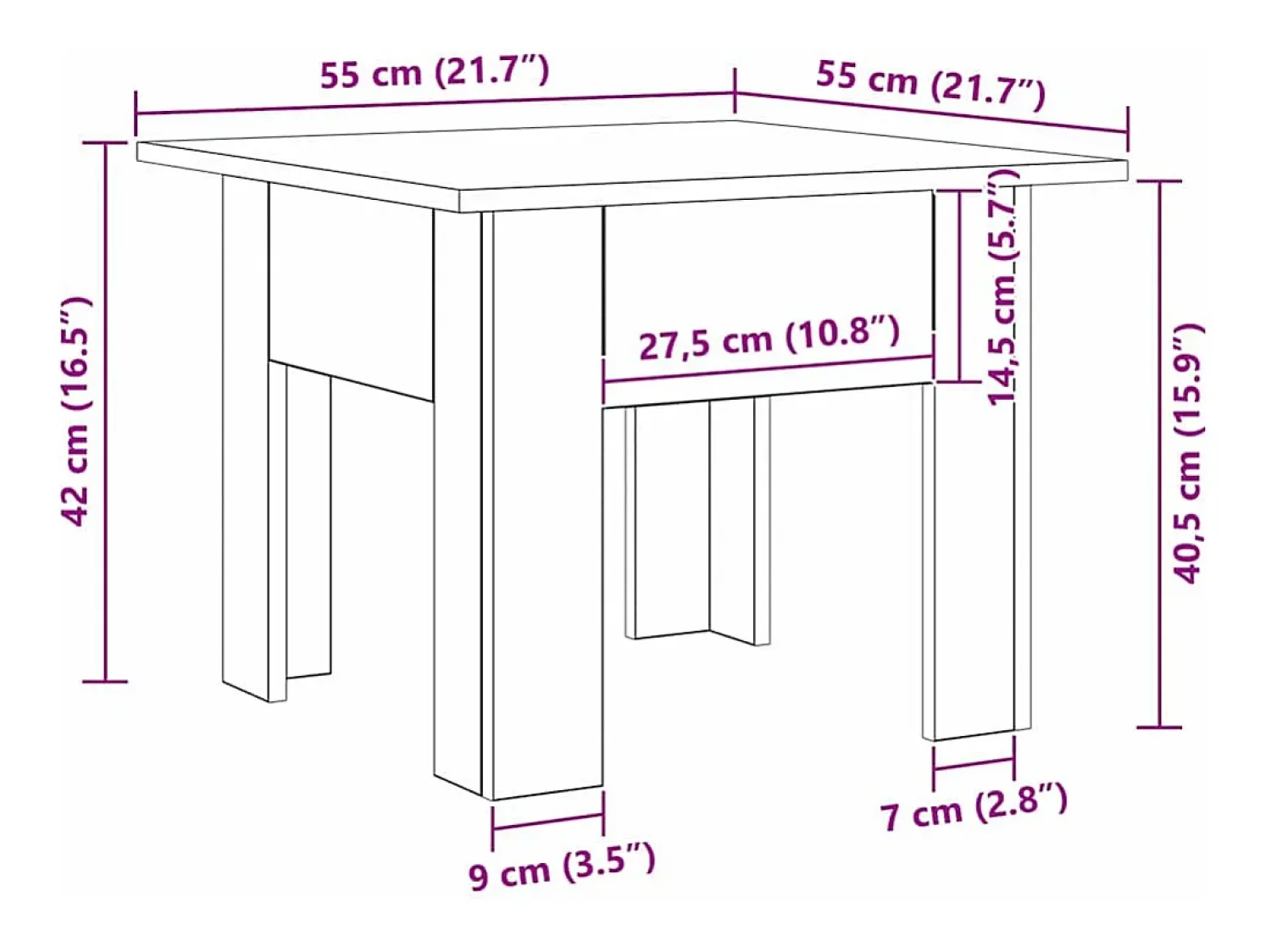 Mesa De Centro* Mesa de centro | Mesa de apoio carvalho artisiano Madeira processada Castanho