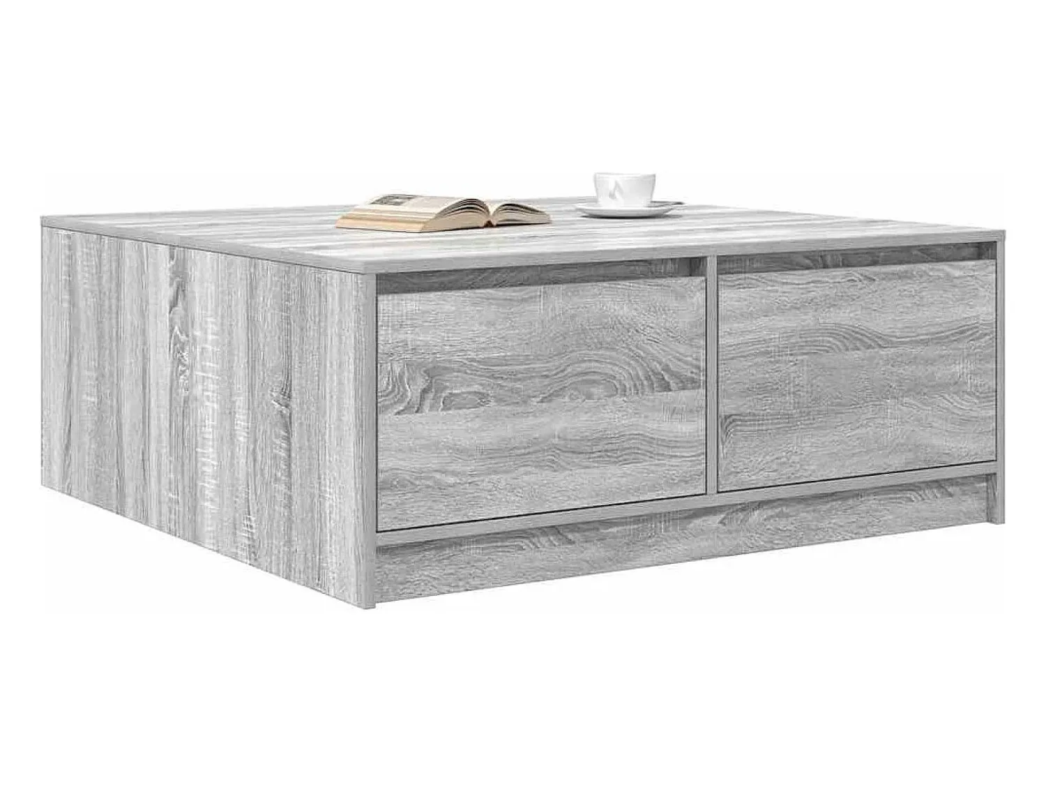 Hot Mesa de centro | Mesa de apoio com gavetas 100x100x40 cm sonoma Cinzento