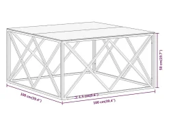 Mesa De Centro| Mesa de centro | Mesa de apoio aço inoxidável e vidro temperado dourado Cor de laranja